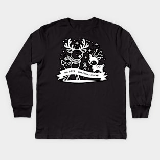 Oh Deer Christmas is Here! Kids Long Sleeve T-Shirt